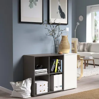 IKEA EKET Combinatie corp cu picioare, alb/gri inchis, 105x35x72 cm
