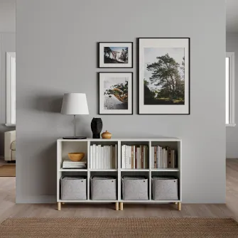 IKEA EKET Combinatie corp cu picioare, alb/lemn, 140x35x80 cm