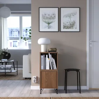 IKEA EKET Combinatie corp cu picioare, aspect nuc/metal negru, 35x35x80 cm