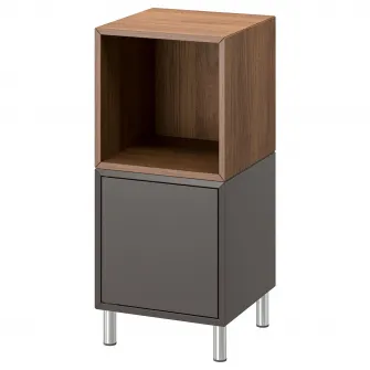 IKEA EKET Combinatie corp cu picioare, gri inchis/aspect nuc, 35x35x80 cm