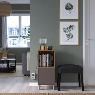 IKEA EKET Combinatie corp cu picioare, gri inchis/aspect nuc, 35x35x80 cm