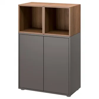 IKEA EKET Combinatie corp cu picioare, gri inchis/aspect nuc, 70x35x107 cm