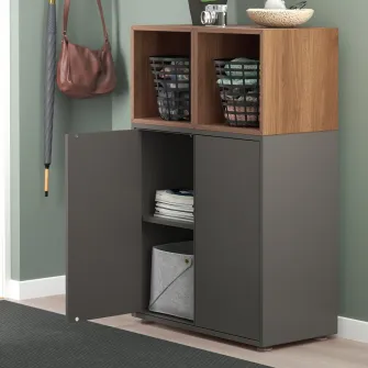 IKEA EKET Combinatie corp cu picioare, gri inchis/aspect nuc, 70x35x107 cm