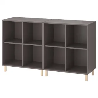 IKEA EKET Combinatie corp cu picioare, gri inchis/lemn, 140x35x80 cm