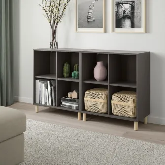 IKEA EKET Combinatie corp cu picioare, gri inchis/lemn, 140x35x80 cm
