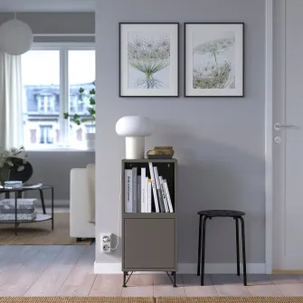 IKEA EKET Combinatie corp cu picioare, gri inchis/metal negru, 35x35x80 cm