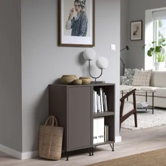 IKEA EKET Combinatie corp cu picioare, gri inchis/metal negru, 70x35x80 cm