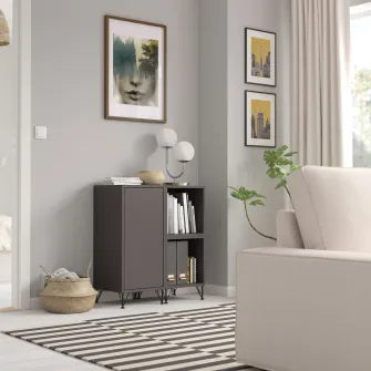 IKEA EKET Combinatie corp cu picioare, gri inchis/metal negru, 70x35x80 cm