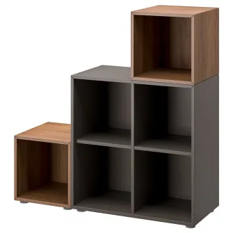 IKEA EKET Combinatie corp cu picioare, gri inchis/nuc, 105x35x107 cm