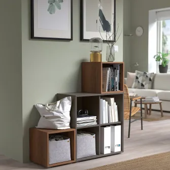 IKEA EKET Combinatie corp cu picioare, gri inchis/nuc, 105x35x107 cm