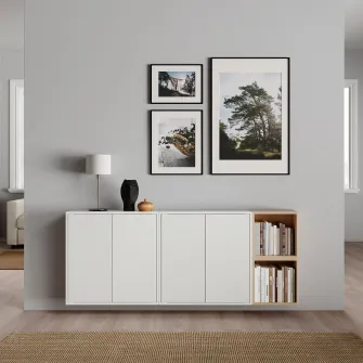 IKEA EKET Combinatie corp suspendat, alb/aspect stejar antichizat, 175x35x70 cm