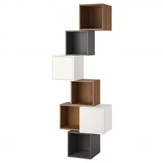 IKEA EKET Combinatie corp suspendat, aspect nuc/alb gri inchis, 80x35x210 cm