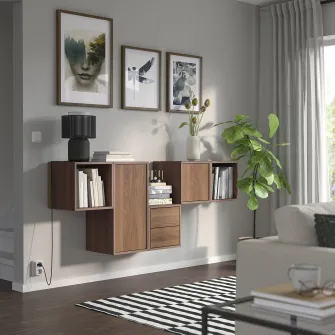 IKEA EKET Combinatie corp suspendat, cu 2 sertare/aspect nuc, 175x35x70 cm