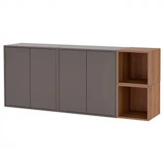 IKEA EKET Combinatie corp suspendat, gri inchis/aspect nuc, 175x35x70 cm