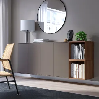 IKEA EKET Combinatie corp suspendat, gri inchis/aspect nuc, 175x35x70 cm