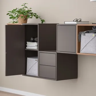 IKEA EKET Combinatie corp suspendat, gri inchis/aspect nuc, 175x35x70 cm