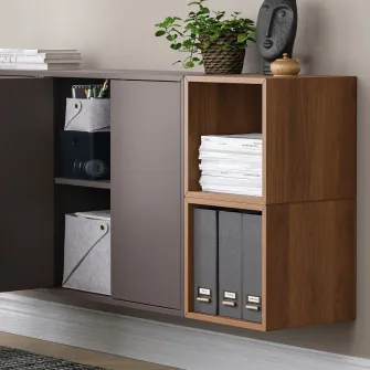 IKEA EKET Combinatie corp suspendat, gri inchis/aspect nuc, 175x35x70 cm