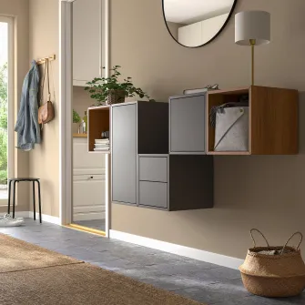 IKEA EKET Combinatie corp suspendat, gri inchis/aspect nuc, 175x35x70 cm