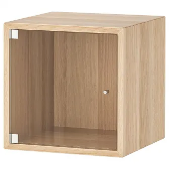 IKEA EKET Corp suspendat+usa de sticla, aspect stejar antichizat, 35x35x35 cm