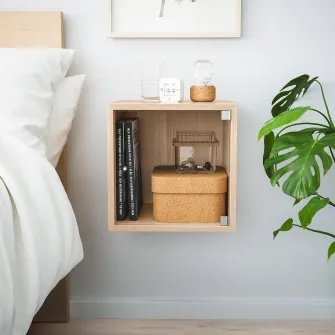 IKEA EKET Corp suspendat+usa de sticla, aspect stejar antichizat, 35x35x35 cm
