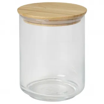 IKEA EKLATANT Borcan cu capac, sticla transparenta/bambus, 0.8 l