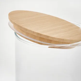IKEA EKLATANT Borcan cu capac, sticla transparenta/bambus, 0.8 l