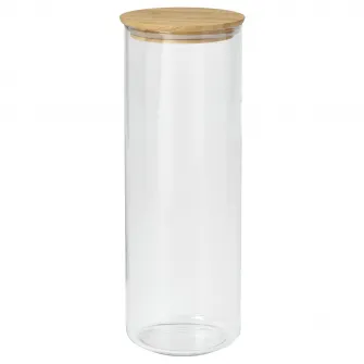 IKEA EKLATANT Borcan cu capac, sticla transparenta/bambus, 1.8 l