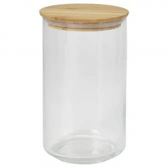 IKEA EKLATANT Borcan cu capac, sticla transparenta/bambus, 1 l