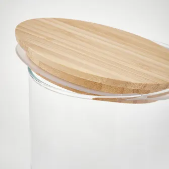 IKEA EKLATANT Borcan cu capac, sticla transparenta/bambus, 1 l