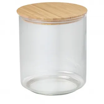 IKEA EKLATANT Borcan cu capac, sticla transparenta/bambus, 2.3 l