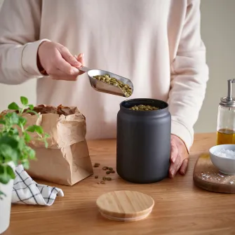 IKEA EKLATERA Borcan cu capac, negru, 1 l