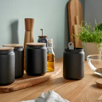 IKEA EKLATERA Borcan cu capac, negru, 1 l