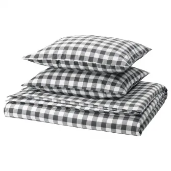 IKEA EKTANDVINGE Husa pilota+2 fete perna, antracit alb/caro, 200x200/50x60 cm