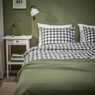 IKEA EKTANDVINGE Husa pilota+fata perna, antracit alb/caro, 150x200/50x60 cm
