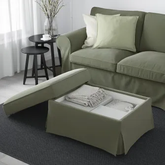 IKEA EKTORP Taburet cu depozitare, Hakebo gri-verde