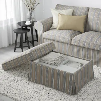 IKEA EKTORP Taburet cu depozitare, Karlshov bej/multicolor