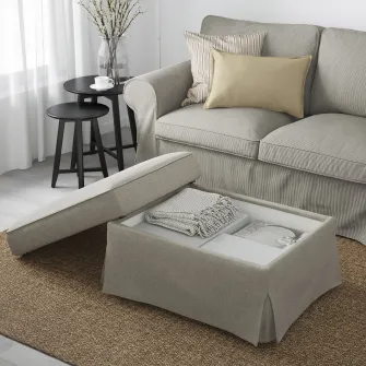 IKEA EKTORP Taburet cu depozitare, Kilanda bej deschis