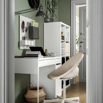 IKEA ELDBERGET / MALSKÄR Scaun rotativ, bej/alb