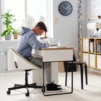 IKEA ELDBERGET / MALSKÄR Scaun rotativ, bej/negru