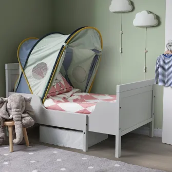 IKEA ELDFLUGA Cort pentru pat, albastru/verde, 70/80/90