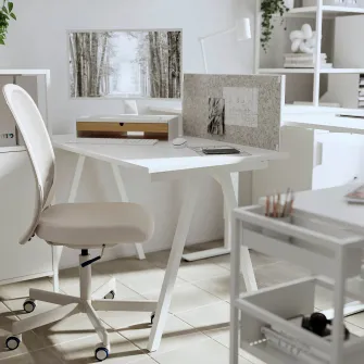 IKEA ELLOVEN Suport monitor cu sertar, alb