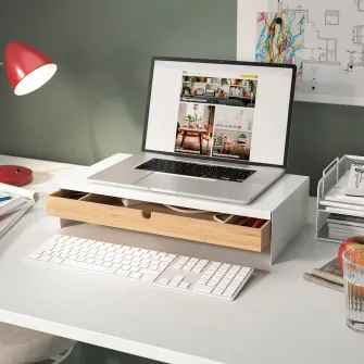 IKEA ELLOVEN Suport monitor cu sertar, alb