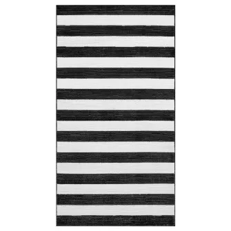 IKEA ELSYSTEM Covor, fir scurt, negru/alb/dunga, 80x150 cm
