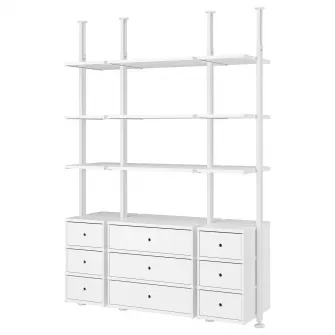 IKEA ELVARLI Ansamblu depozitare deschisa, alb, 178x51x222-350 cm
