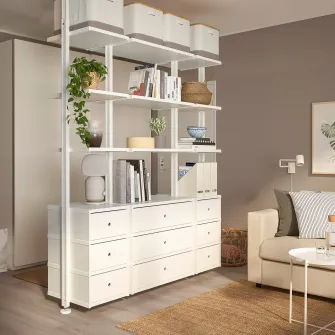 IKEA ELVARLI Ansamblu depozitare deschisa, alb, 178x51x222-350 cm