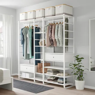 IKEA ELVARLI Combinatie dulap, alb, 205x55x216 cm