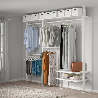IKEA ELVARLI Combinatie dulap, alb, 258x51x222-350 cm