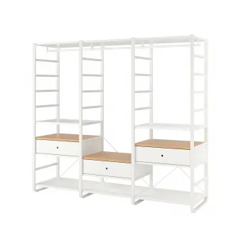 IKEA ELVARLI Combinatie dulap, alb/bambus, 245x55x216 cm