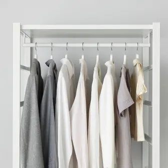 IKEA ELVARLI Combinatie dulap, alb/bambus, 245x55x216 cm