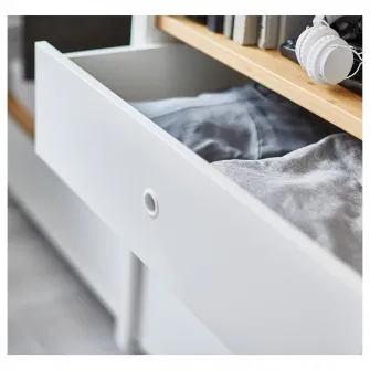 IKEA ELVARLI Combinatie dulap, alb/bambus, 245x55x216 cm